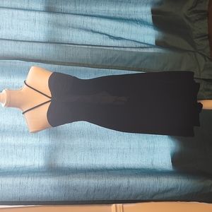 Cocktail dress black velvet with chiffon trim